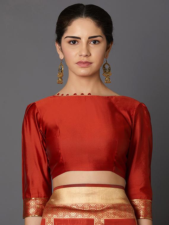 geometrical banarasi saree with blouse - 16954305 - Zoom Image - 3