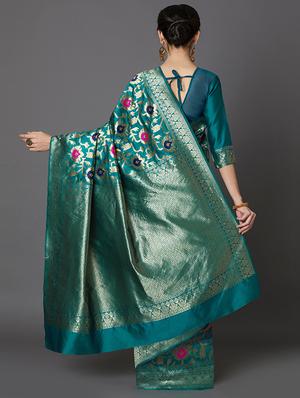 floral banarasi saree with blouse - 16954308 - Standard Image - 2