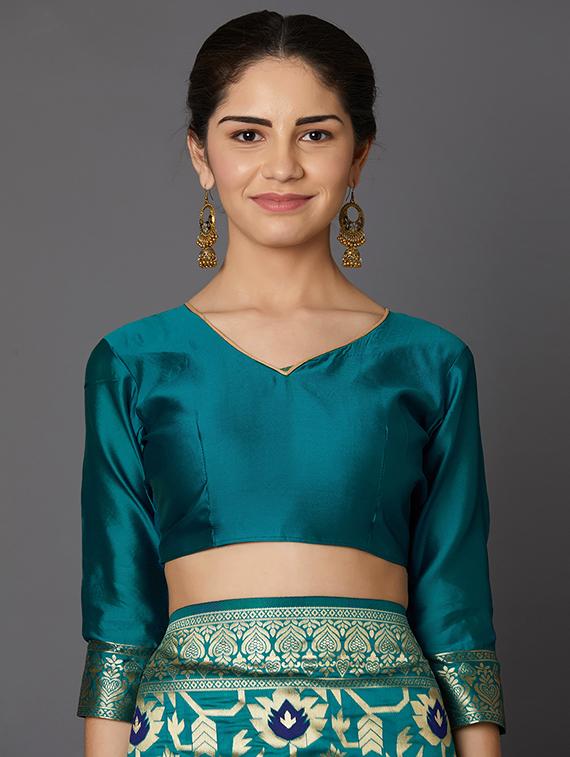 floral banarasi saree with blouse - 16954308 - Zoom Image - 3