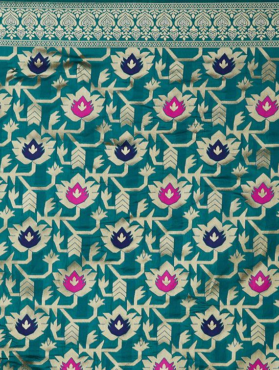 floral banarasi saree with blouse - 16954308 - Zoom Image - 4