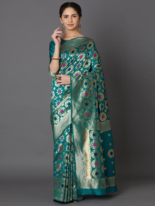 floral banarasi saree with blouse - 16954309 - Standard Image - 1