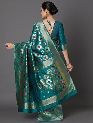 floral banarasi saree with blouse - 16954309 - Standard Image - 2