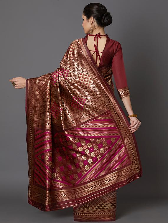 geometrical banarasi saree with blouse - 16954310 - Zoom Image - 2