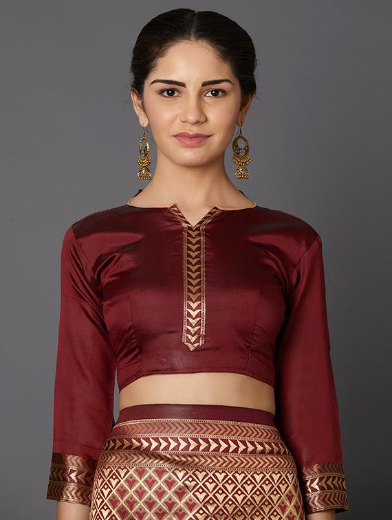 geometrical banarasi saree with blouse - 16954310 - Zoom Image - 3