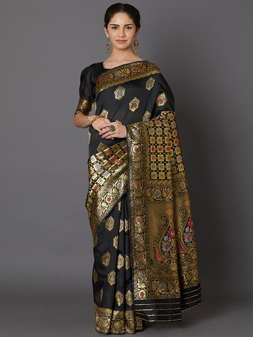 ethnic motif banarasi saree with blouse - 16954311 - Standard Image - 1