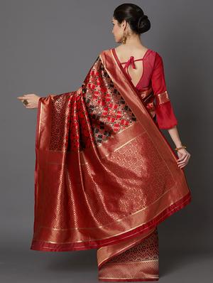 printed banarasi saree with blouse - 16954312 - Standard Image - 2