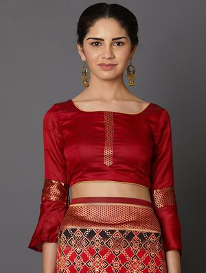 printed banarasi saree with blouse - 16954312 - Standard Image - 3