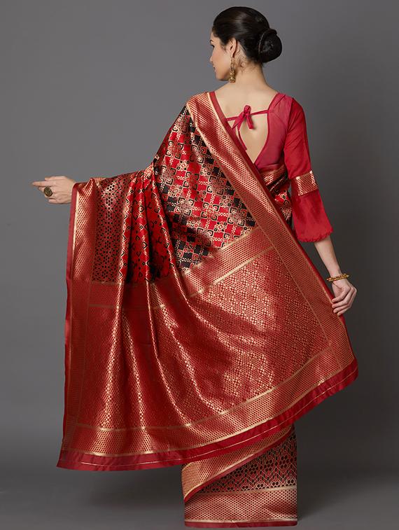 printed banarasi saree with blouse - 16954312 - Zoom Image - 2