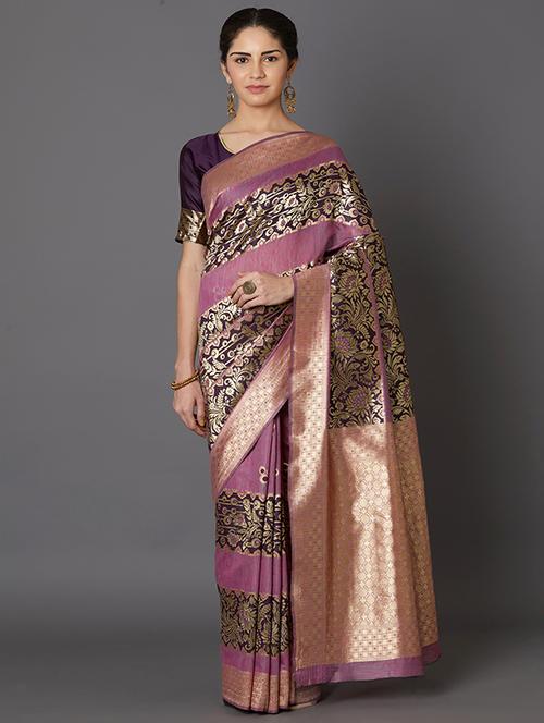 floral banarasi saree with blouse - 16954313 - Standard Image - 1