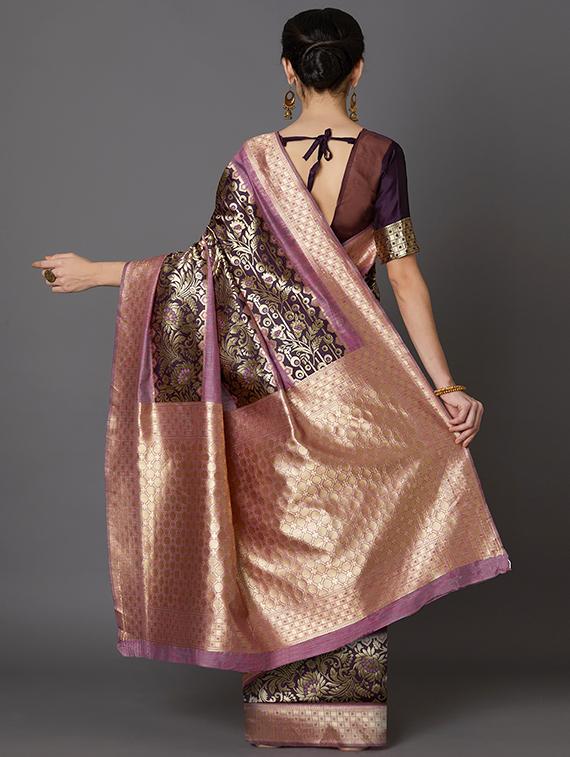 floral banarasi saree with blouse - 16954313 - Zoom Image - 2