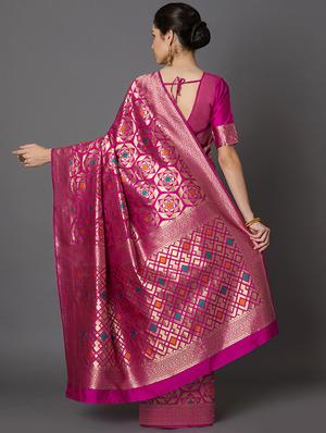 geometrical banarasi saree with blouse - 16954314 - Standard Image - 2