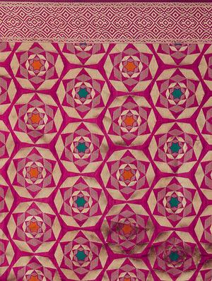 geometrical banarasi saree with blouse - 16954314 - Standard Image - 4