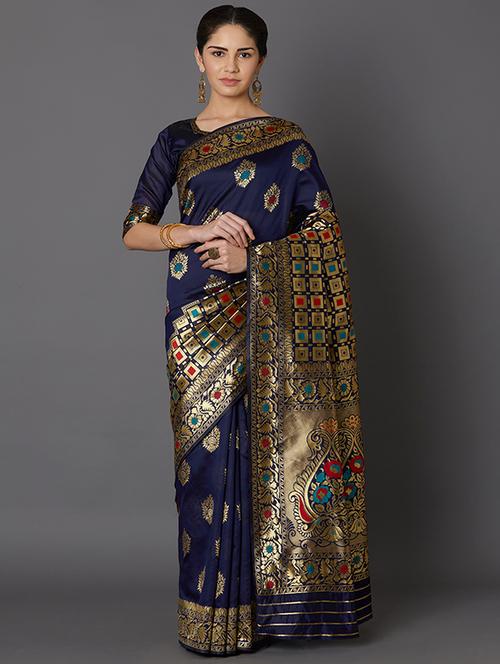 floral banarasi saree with blouse - 16954317 - Standard Image - 1