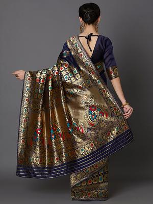 floral banarasi saree with blouse - 16954317 - Standard Image - 2