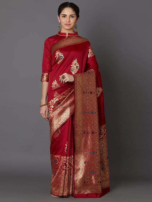 floral banarasi saree with blouse - 16954322 - Standard Image - 1