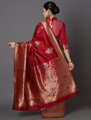 floral banarasi saree with blouse - 16954322 - Standard Image - 2