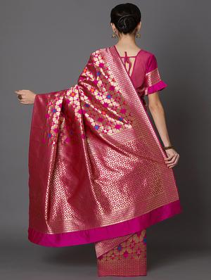 floral banarasi saree with blouse - 16954324 - Standard Image - 2