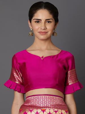 floral banarasi saree with blouse - 16954324 - Standard Image - 3
