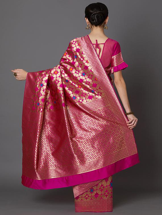 floral banarasi saree with blouse - 16954324 - Zoom Image - 2