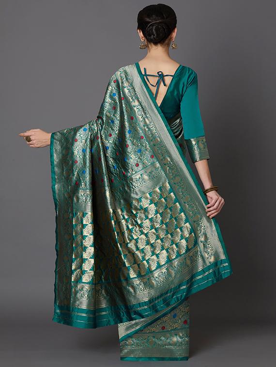 geometrical banarasi saree with blouse - 16954326 - Zoom Image - 2