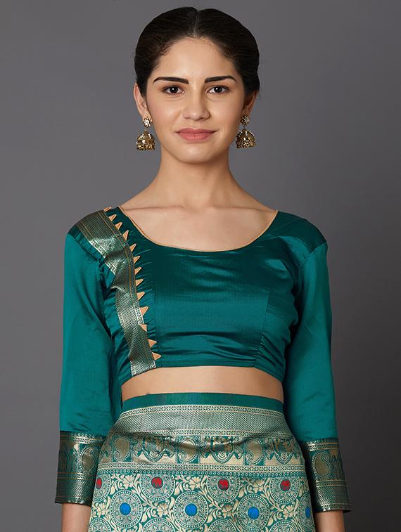geometrical banarasi saree with blouse - 16954326 - Zoom Image - 3
