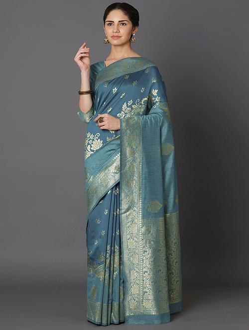 floral banarasi saree with blouse - 16954329 - Standard Image - 1