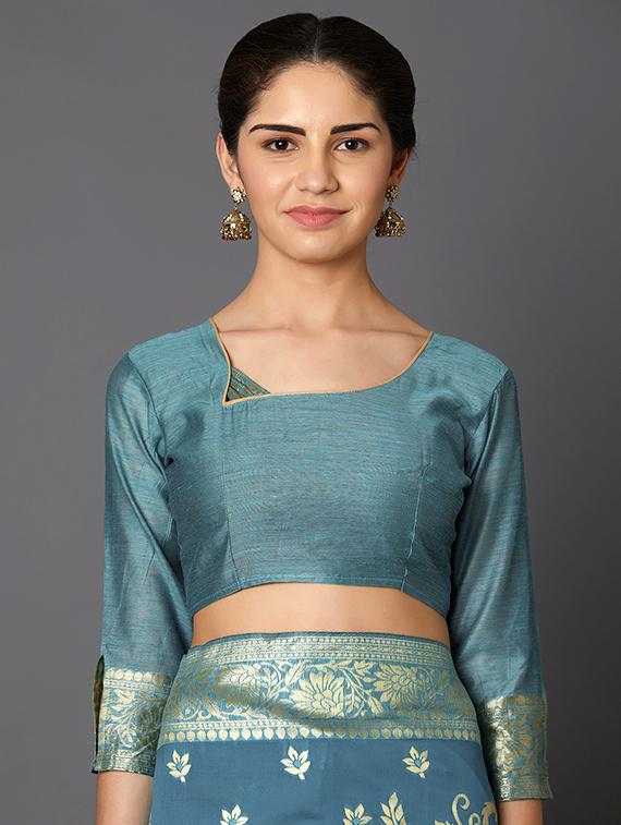 floral banarasi saree with blouse - 16954329 - Zoom Image - 3