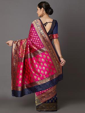 half & half banarasi saree with blouse - 16954334 - Standard Image - 2