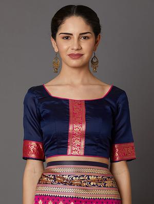 half & half banarasi saree with blouse - 16954334 - Standard Image - 3