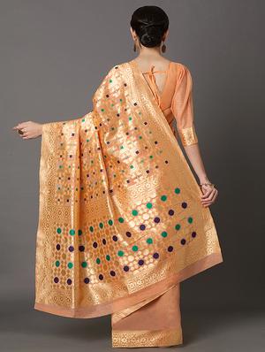 self design banarasi saree with blouse - 16954338 - Standard Image - 2