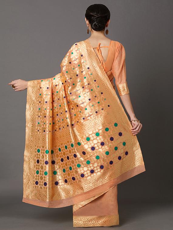 self design banarasi saree with blouse - 16954338 - Zoom Image - 2