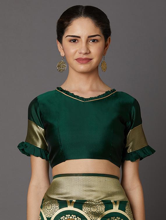 self design banarasi saree with blouse - 16954340 - Zoom Image - 3
