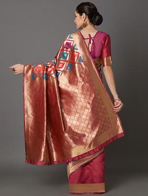 self design banarasi saree with blouse - 16954342 - Standard Image - 2
