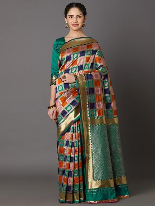 self design banarasi saree with blouse - 16954351 - Standard Image - 1