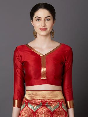 self design banarasi saree with blouse - 16954352 - Standard Image - 3