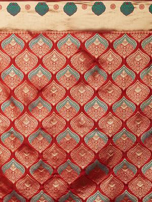 self design banarasi saree with blouse - 16954352 - Standard Image - 4