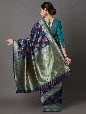 floral banarasi saree with blouse - 16954357 - Standard Image - 2