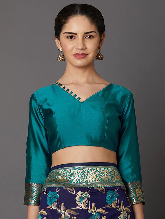 floral banarasi saree with blouse - 16954357 - Zoom Image - 3