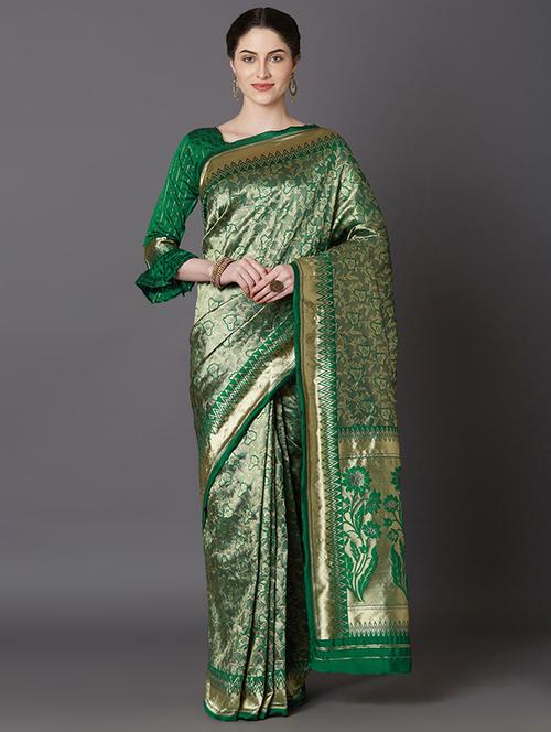 self design banarasi saree with blouse - 16954358 - Standard Image - 1