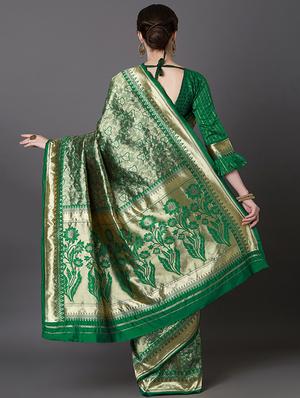 self design banarasi saree with blouse - 16954358 - Standard Image - 2