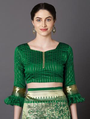 self design banarasi saree with blouse - 16954358 - Standard Image - 3