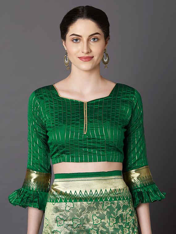 self design banarasi saree with blouse - 16954358 - Zoom Image - 3