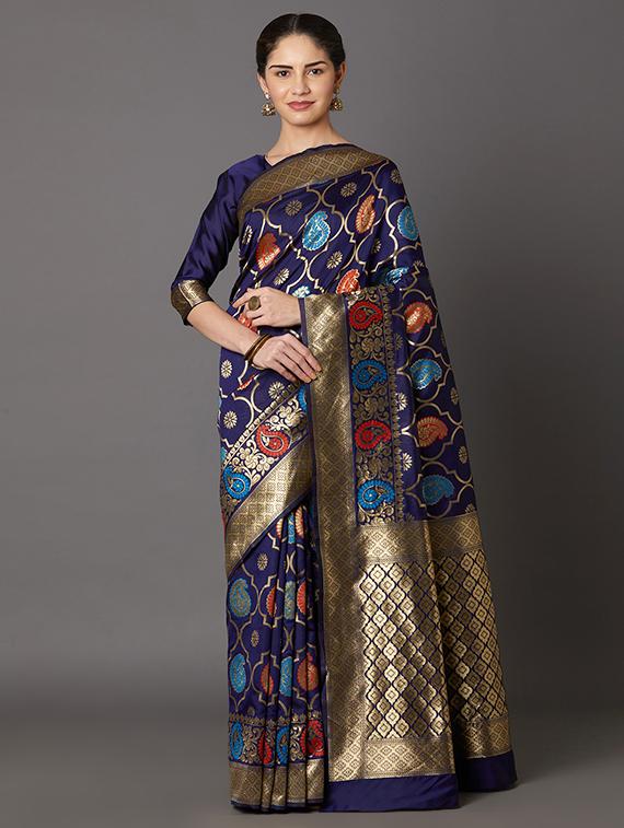 paisley banarasi saree with blouse - 16954361 - Zoom Image - 1