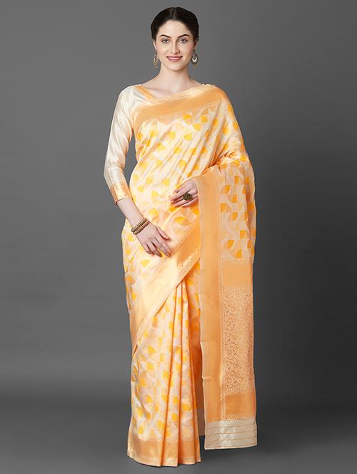 geometrical banarasi saree with blouse - 16954362 - Standard Image - 1