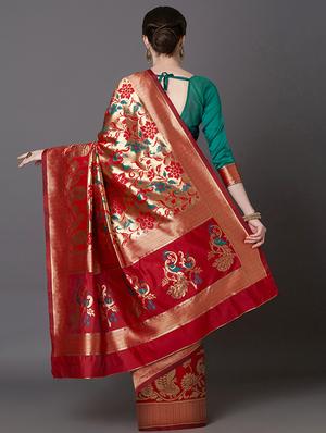 floral banarasi saree with blouse - 16954364 - Standard Image - 2