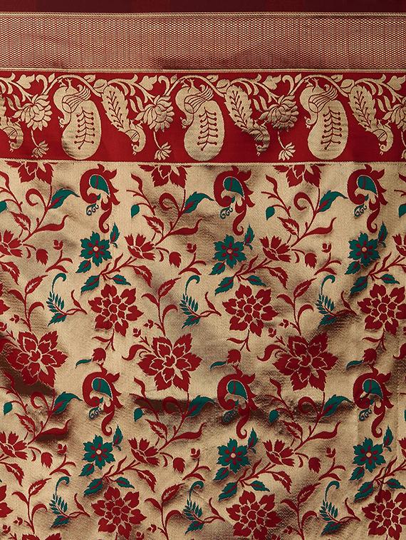 floral banarasi saree with blouse - 16954364 - Zoom Image - 4
