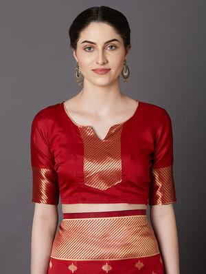 self design banarasi saree with blouse - 16954366 - Standard Image - 3