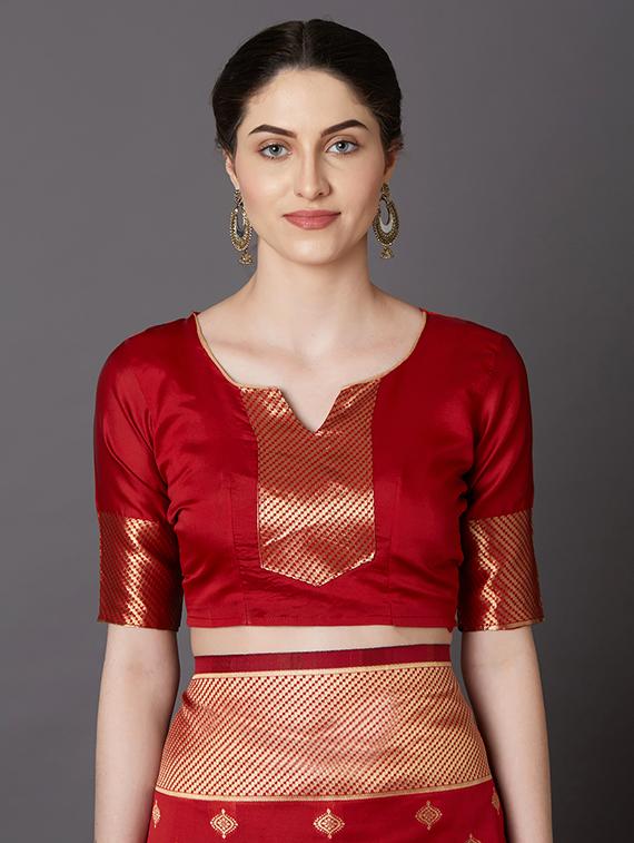 self design banarasi saree with blouse - 16954366 - Zoom Image - 3