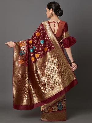 floral banarasi saree with blouse - 16954367 - Standard Image - 2