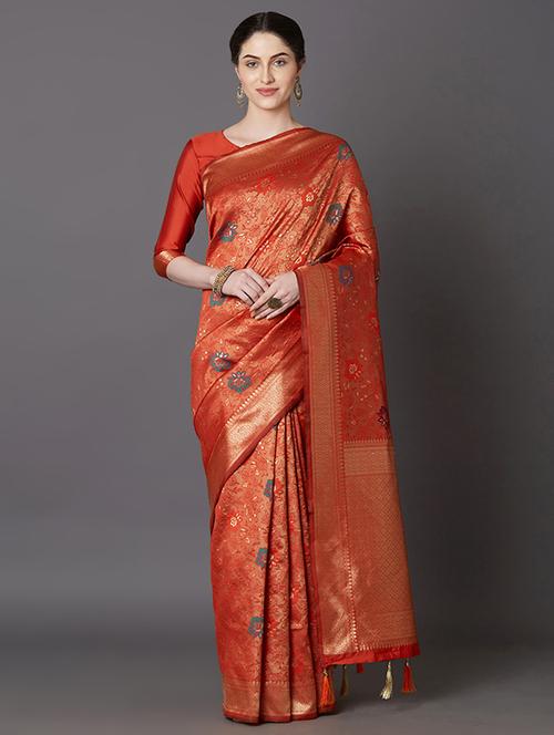 floral banarasi saree with blouse - 16954368 - Standard Image - 1